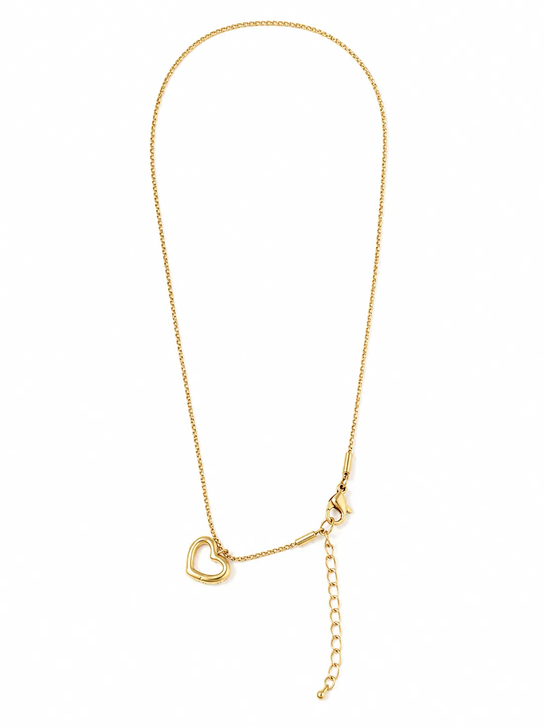 Colar Coração Elegance Branco em Aço Inoxidável Dourado