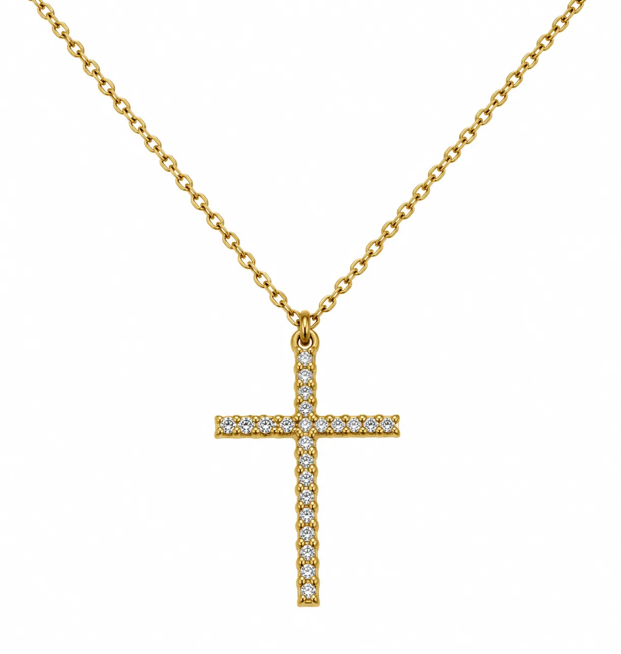 Colar Cruz Zircónia Dourado