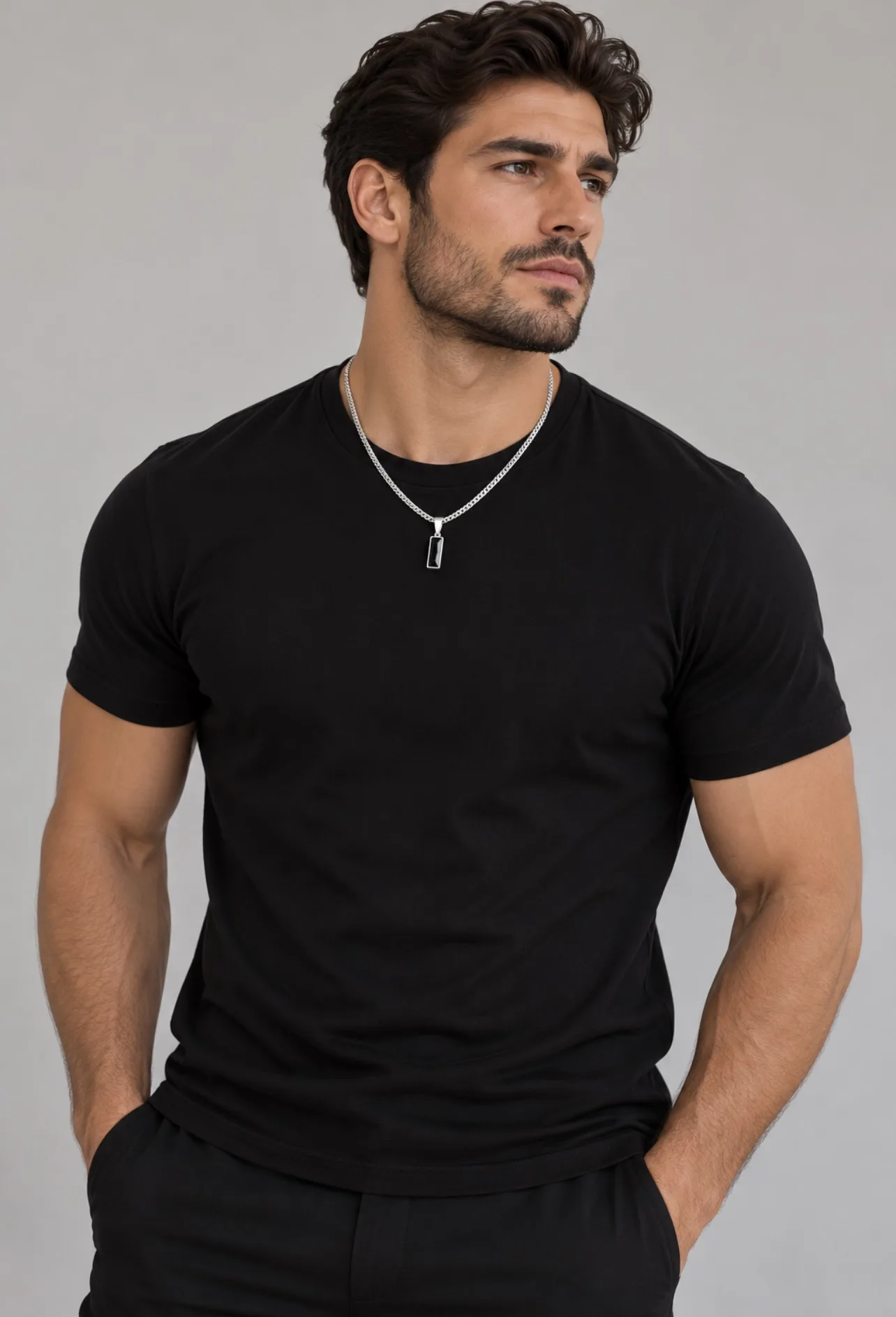 Colar Masculino Obsidian em Aço Inoxidável — foto 2