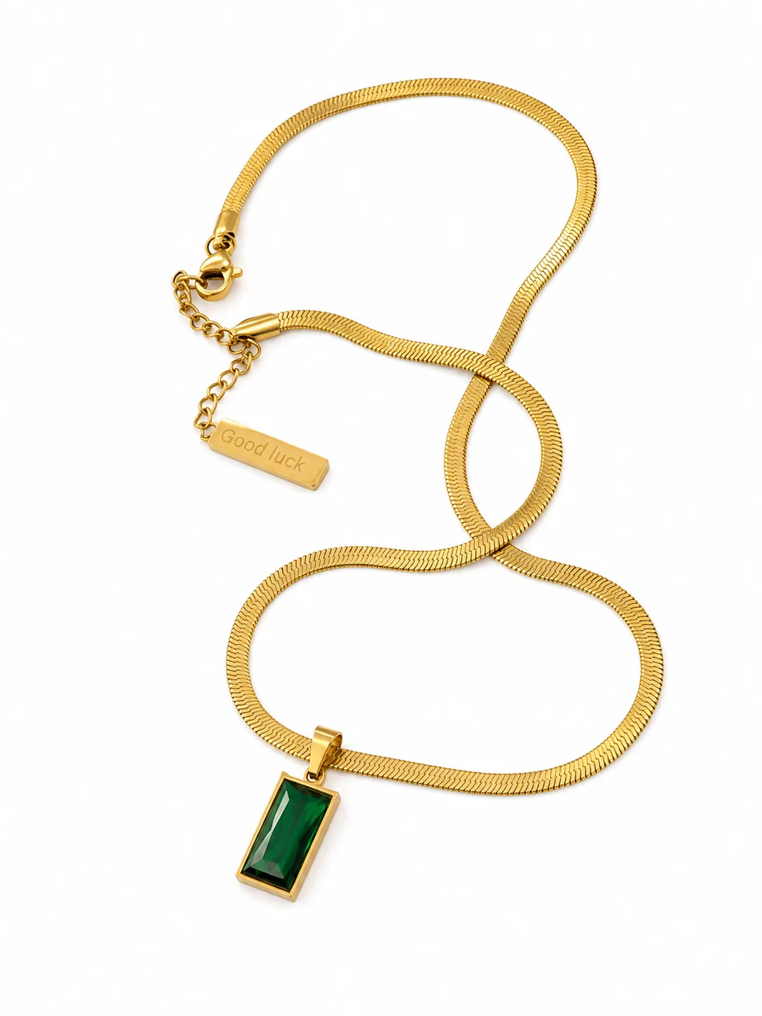 Colar Esmeralda Elegance em Aço Inoxidável Dourado