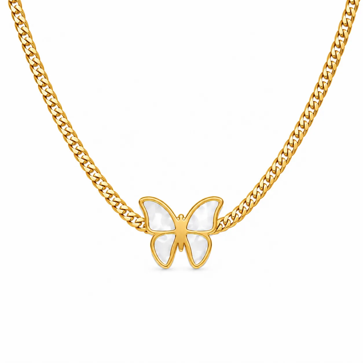 Colar Borboleta Elegance em Aço Inoxidável Dourado