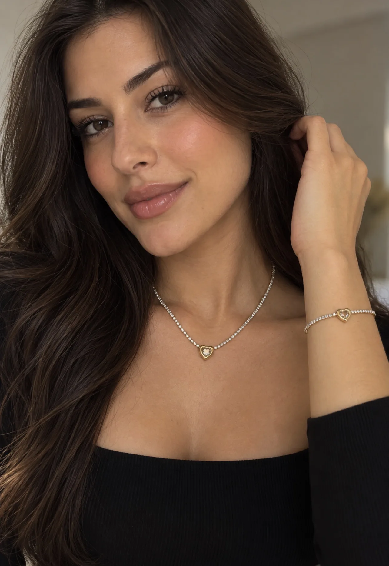 Colar Éclat Cristal Dourado DYMONTE — foto 2