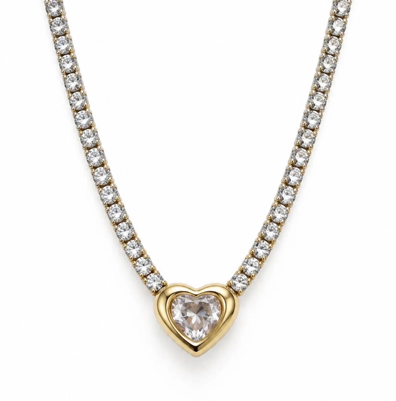 Colar Éclat Cristal Dourado DYMONTE