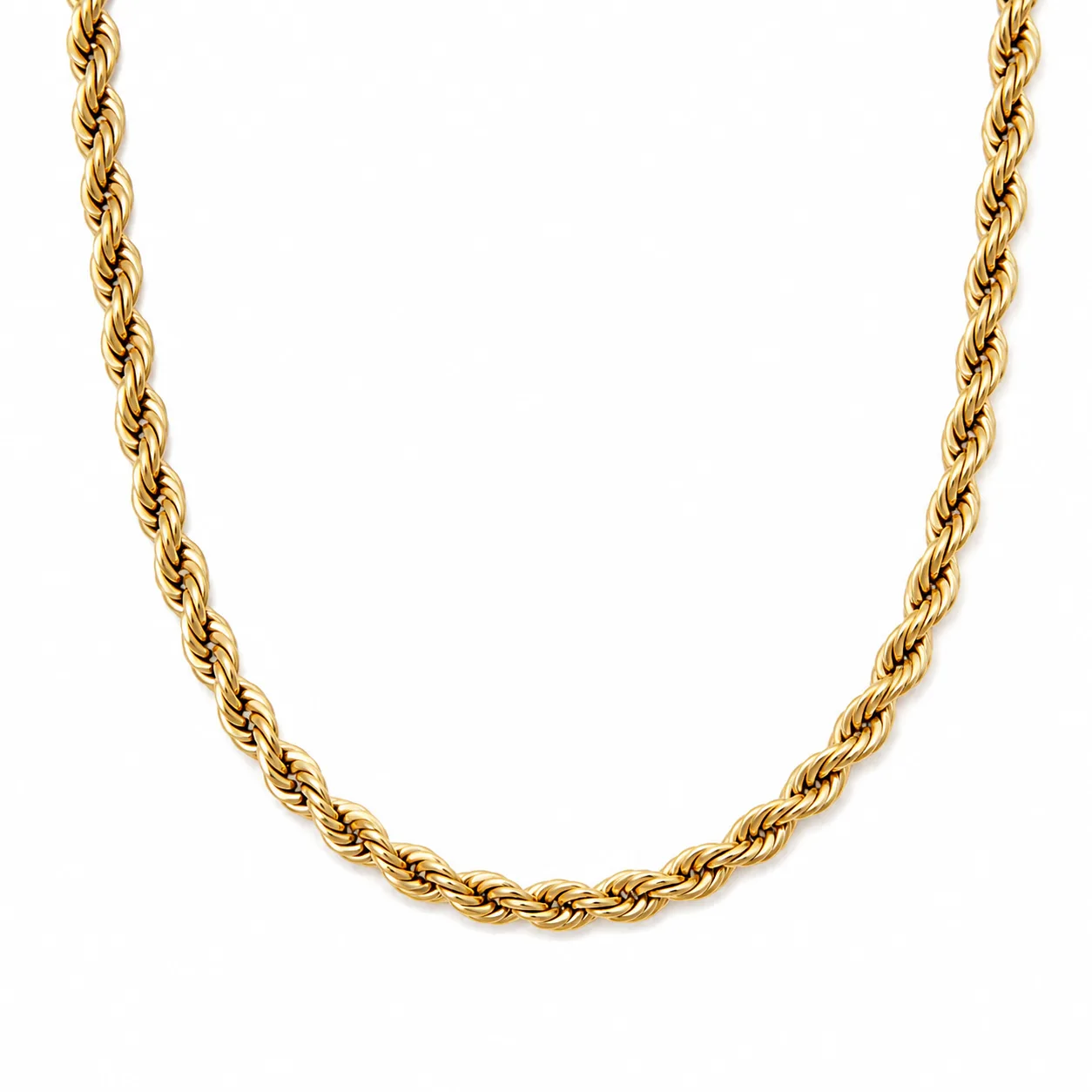 Colar Cordão Torcido em Aço Inoxidável Dourado