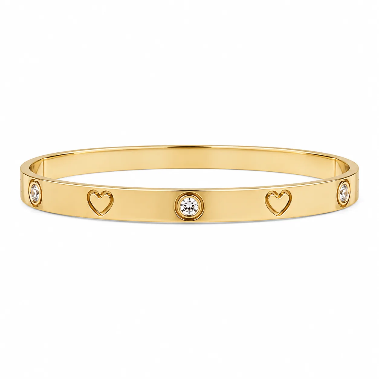 Bracelete Corações & Zircónias Dourado 18K