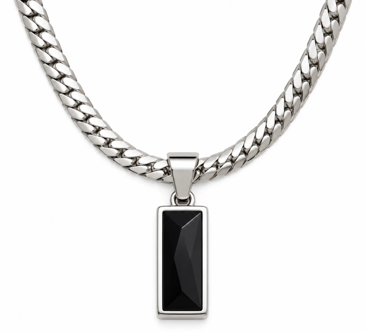 Colar Masculino Obsidian em Aço Inoxidável