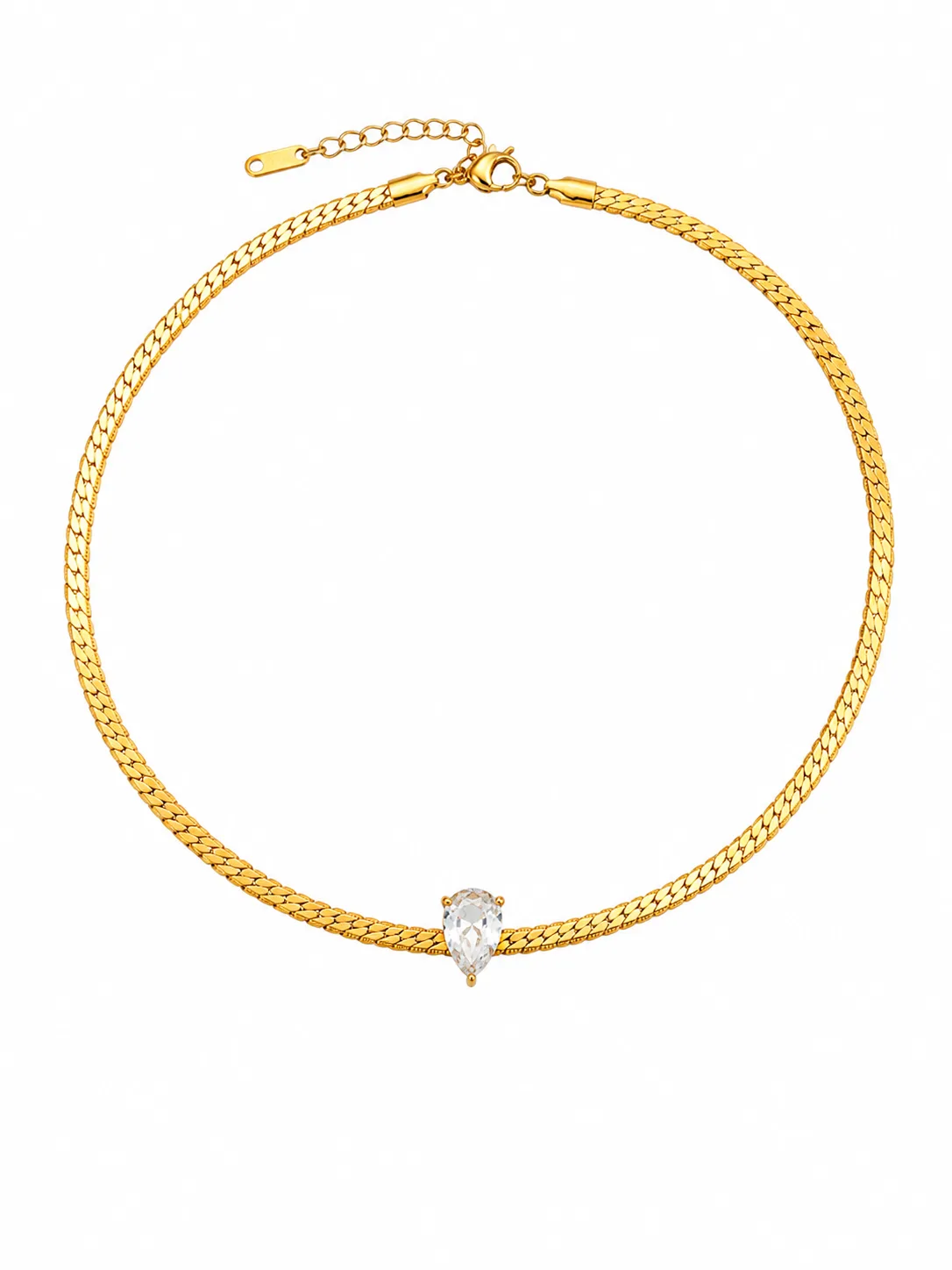 Colar Gota Crystal em Aço Inoxidável Dourado