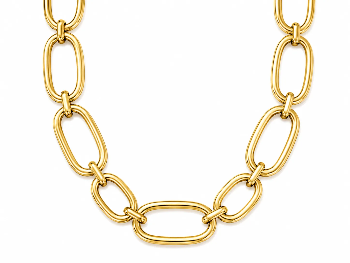 Colar Elos Oversized Dourado em Aço Inoxidável