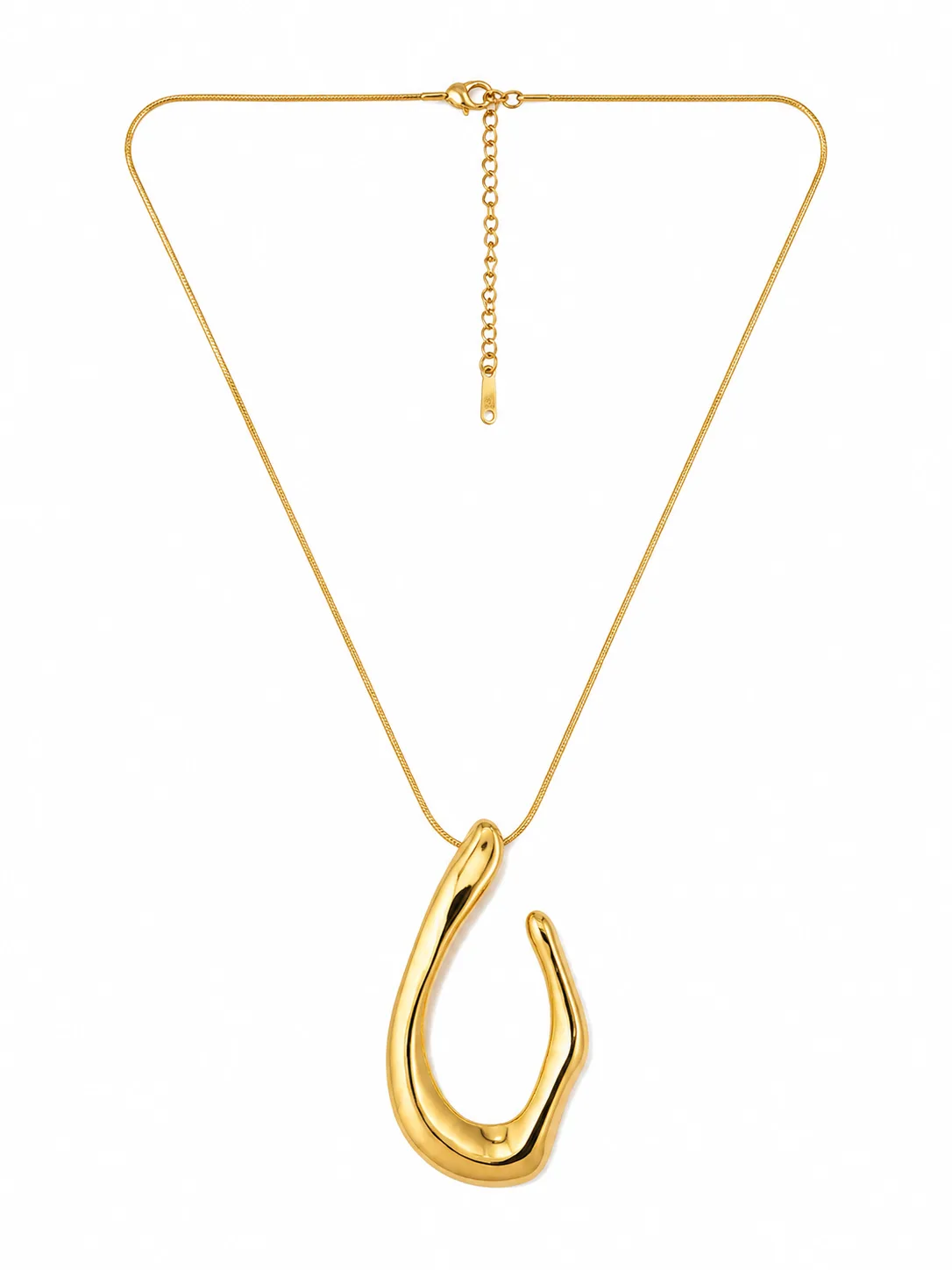 Colar Pendente Orgânico Dourado em Aço Inoxidável
