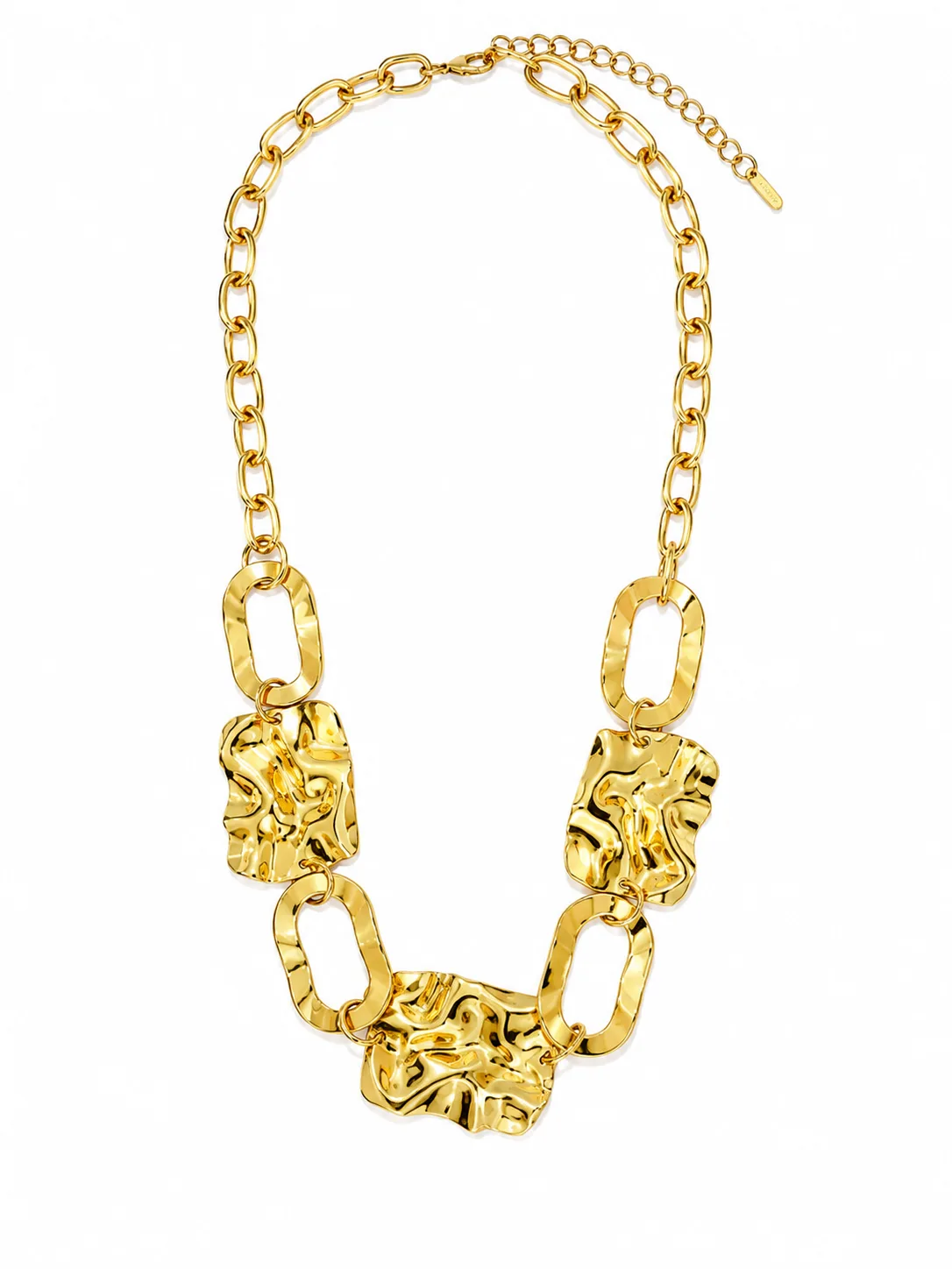 Colar Elos Texturizados Dourado em Aço Inoxidável