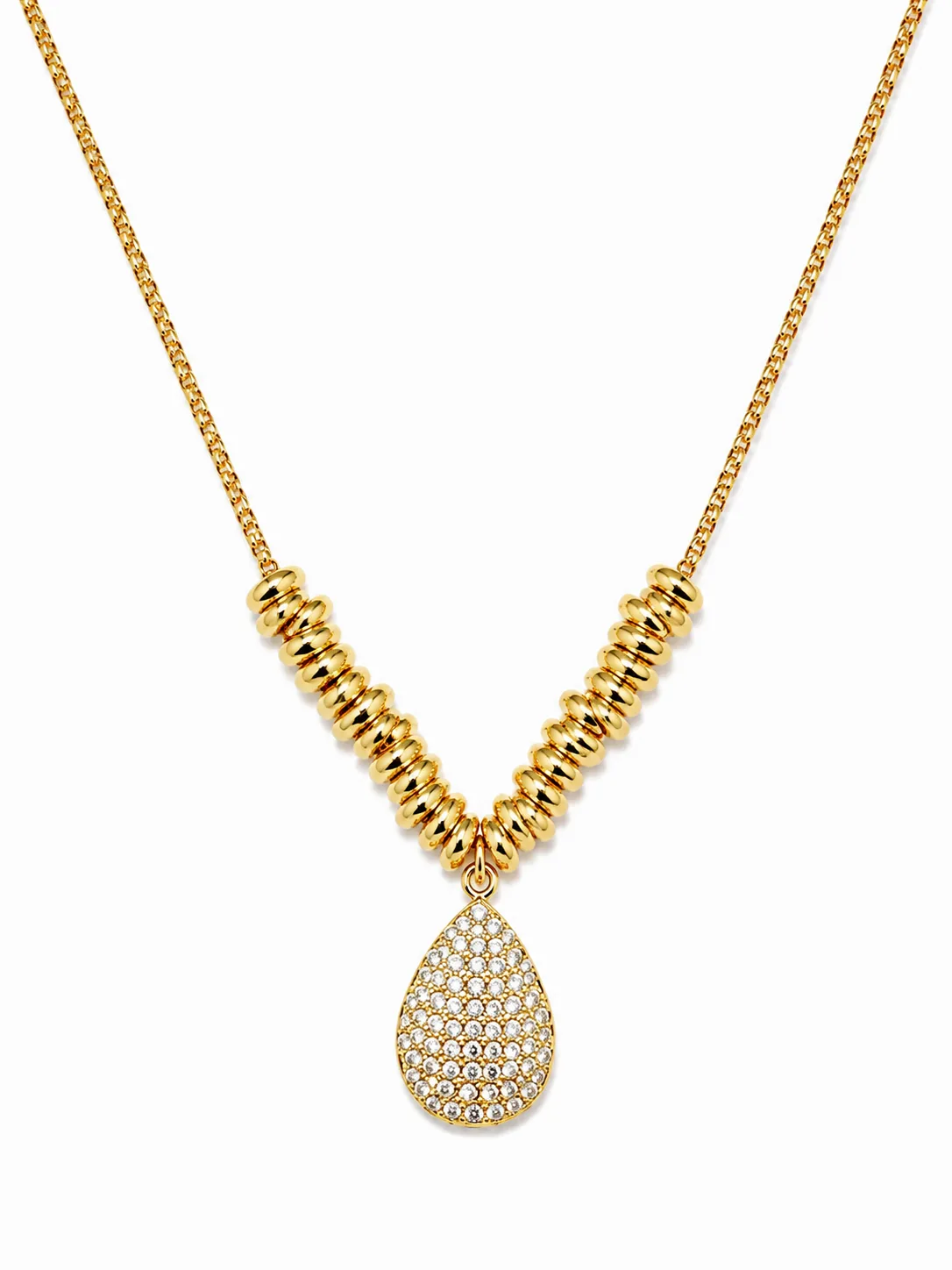 Colar Gota Cravejada Dourado em Aço Inoxidável