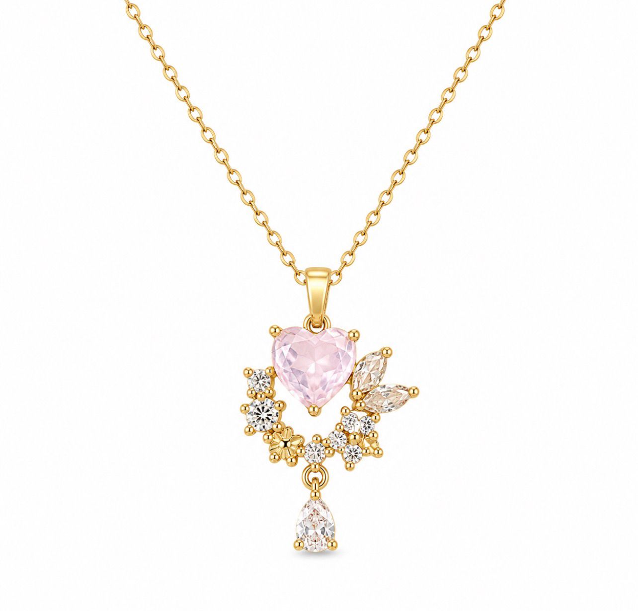 Colar Coração Rosa