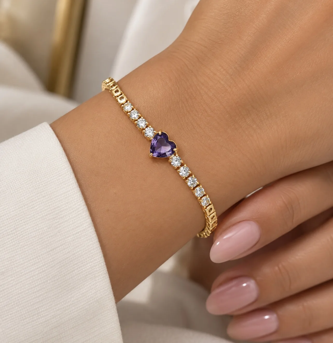 Pulseira DYMONTE Coração violeta ametista — foto 2