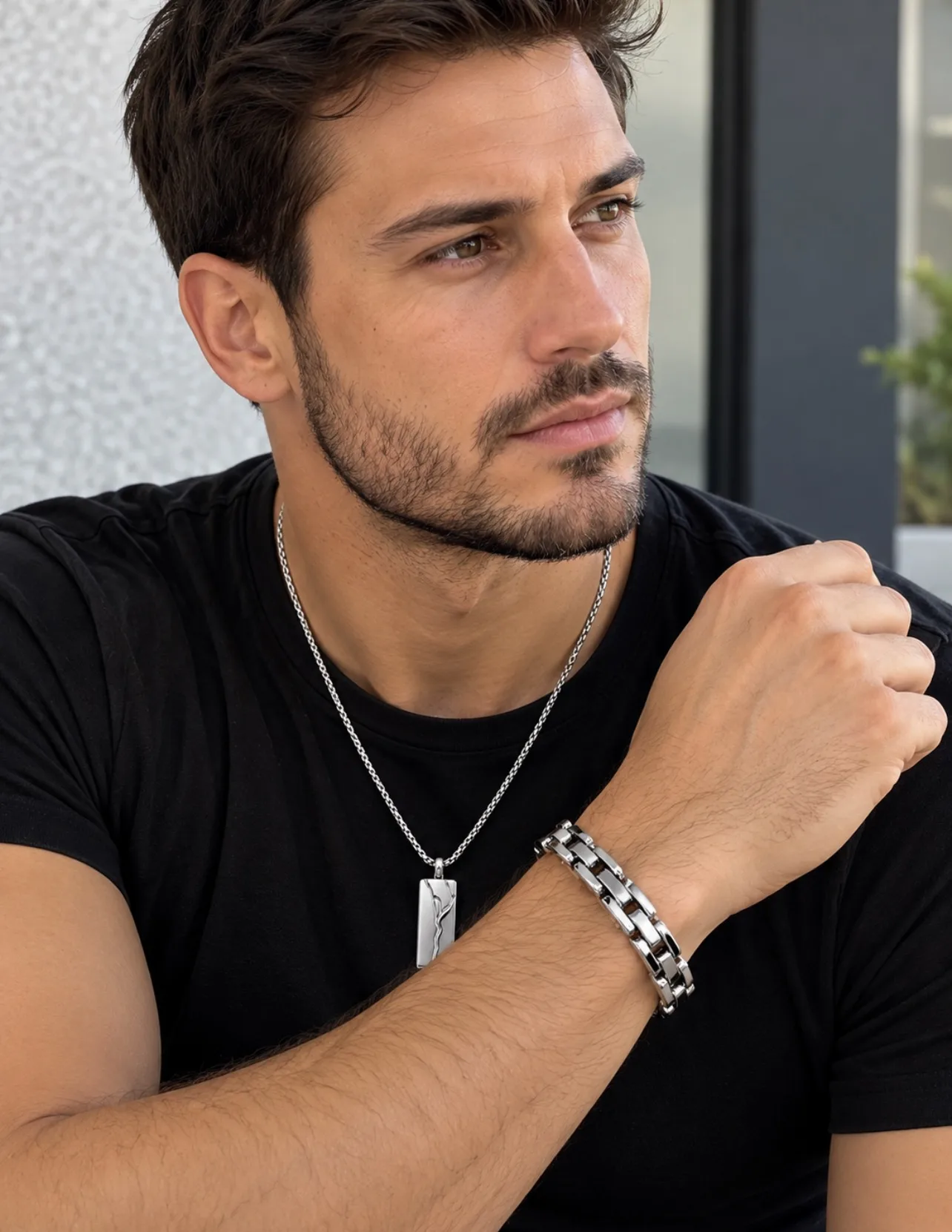 Pulseira Masculina Titan Prateada — foto 2