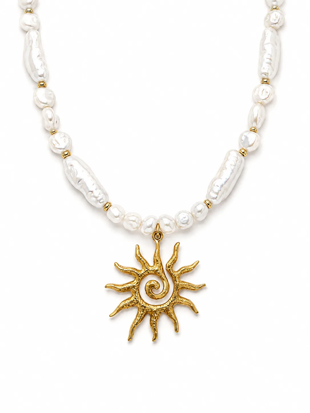 Colar Pérola Sol Dourado