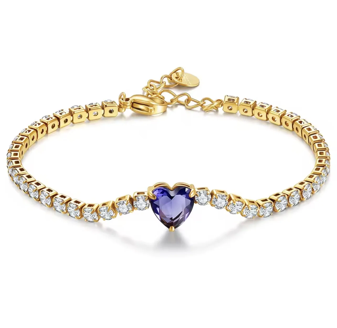 Pulseira DYMONTE Coração violeta ametista