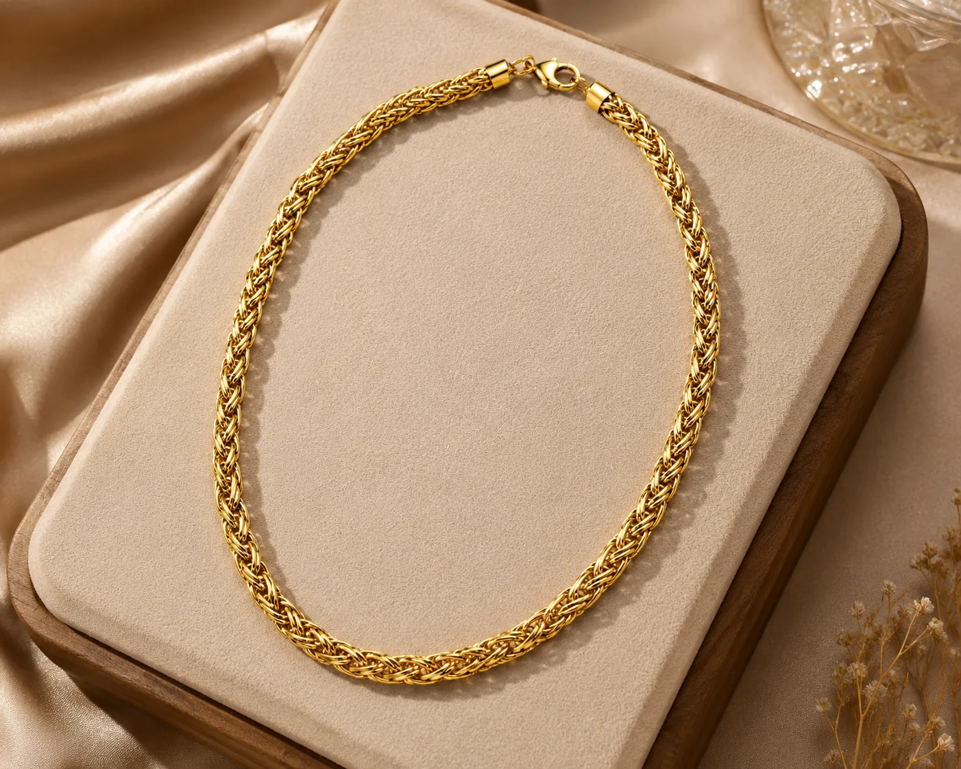 Colar Corrente Bizantina Premium em Aço Inoxidável Dourado — foto 3