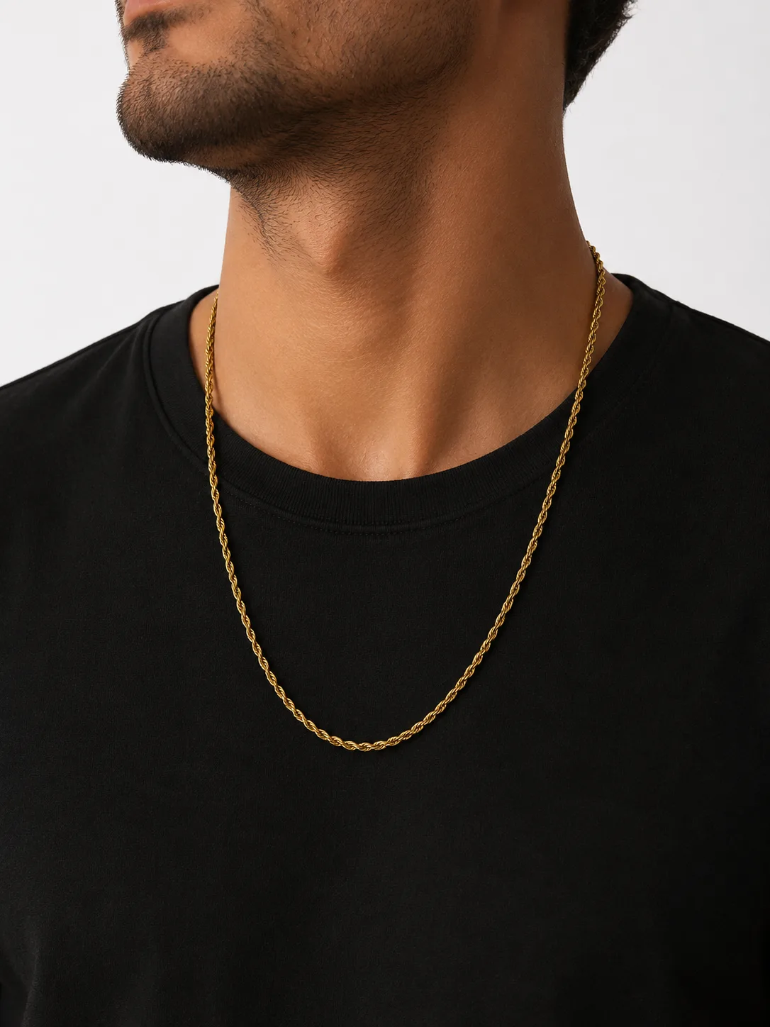 Colar Cordão Torcido em Aço Inoxidável Dourado — foto 2